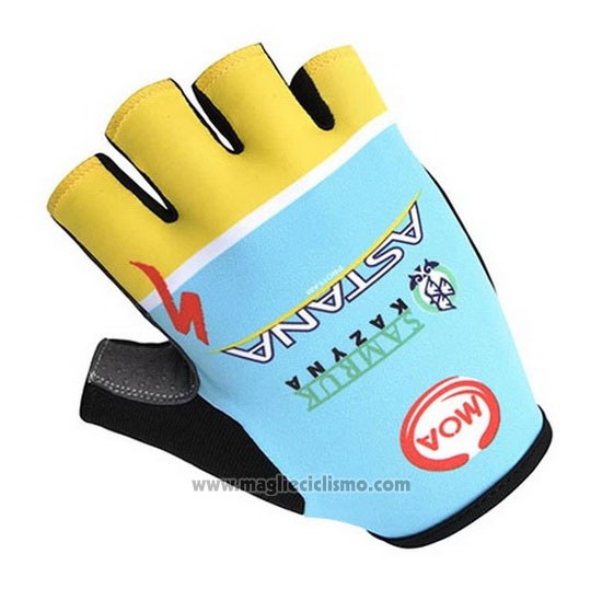 2014 Astana Guanti Corti Ciclismo Blu